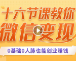 十六节课教你零基础微信变现,用单品打爆市场,每月收入超过10万+-第一资源库