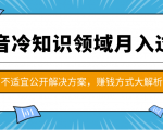 抖音冷知识领域月入过万项目,不适宜公开解决方案 ,抖音赚钱方式大解析!-第一资源库