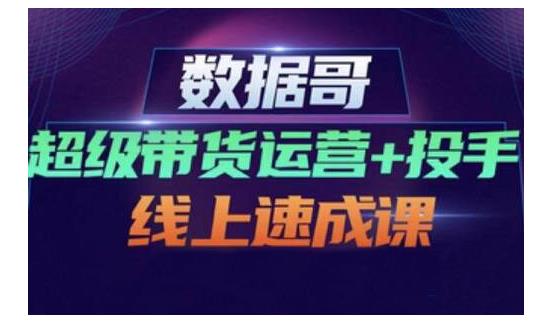 数据哥·超级带货运营+投手线上速成课,快速提升运营和熟悉学会投手技巧-第一资源库