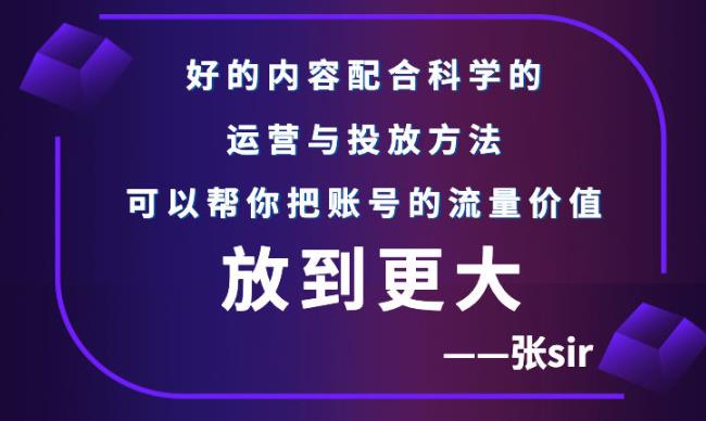 张sir账号流量增长课,告别海王流量,让你的流量更精准-第一资源库