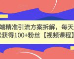 高端精准引流方案拆解,每天轻松获得100+粉丝【视频课程】-第一资源库