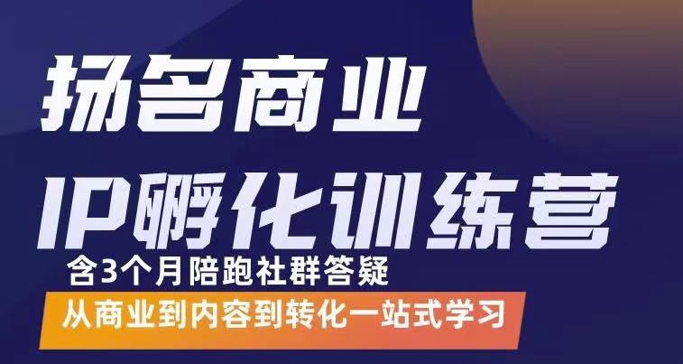 杨名商业IP孵化训练营，从商业到内容到转化一站式学 价值5980元-第一资源库
