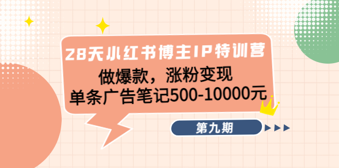 28天小红书博主IP特训营《第9期》做爆款,涨粉变现 单条广告笔记500-10000-第一资源库