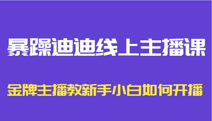 暴躁迪迪线上主播课,金牌主播教新手小白如何开播-第一资源库