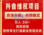 新版抖音维权项目每单利润1000+，合法合规，长期稳定，月入3W+价值1999元-第一资源库