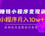 抖音赚钱小程序变现训练营：小程序月入10w+各类玩法运营技巧变现-第一资源库