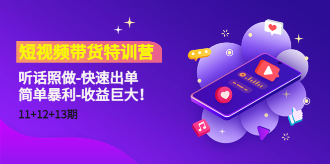短视频带货特训营(11+12+13期)听话照做-快速出单-简单暴利-收益巨大!-第一资源库