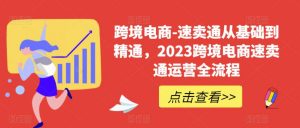 跨境电商-速卖通从基础到精通,2023跨境电商速卖通运营全流程-第一资源库