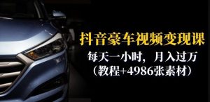 抖音豪车视频变现分享课：每天一小时，月入过万（教程+4986张素材）-第一资源库