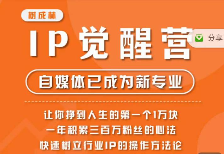树成林·IP觉醒营,快速树立行业IP的操作方法论,让你赚到人生的第一个1万块-第一资源库
