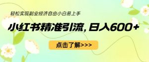 小红书精准引流,小白日入600+,轻松实现副业经济自由(教程+1153G资源)-第一资源库