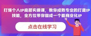 蟹老板·打爆个人IP底层实操课,教你成熟专业的打造IP技能,全方位带你做成一个能商业化IP-第一资源库
