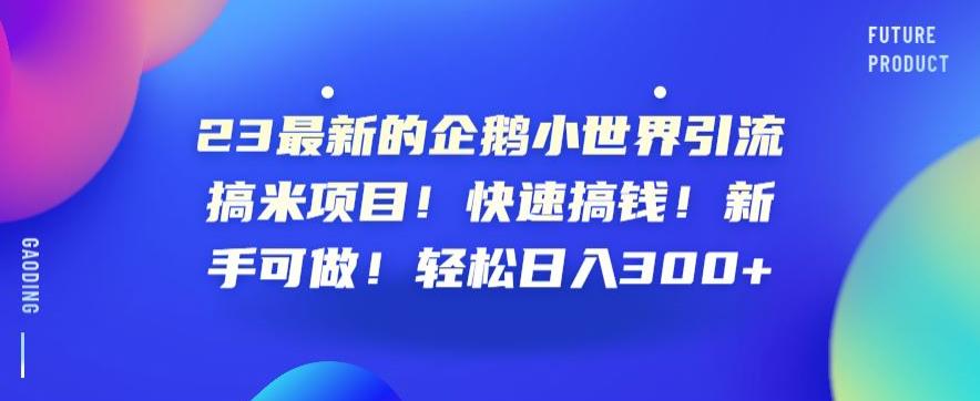 23最新的企鹅小世界引流搞米项目!快速搞钱!新手可做!轻松日入300+【揭秘】-第一资源库