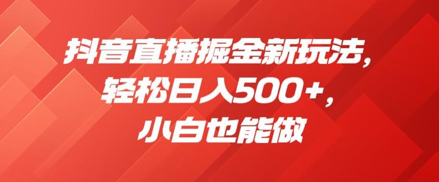 抖音直播掘金新玩法，轻松日入500+，小白也能做【揭秘】-第一资源库