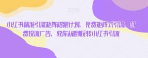 小红书精准引流矩阵陪跑计划,免费矩阵式引流,付费投流广告,教你从0到1玩转小红书引流-第一资源库