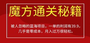 被人忽略的蓝海项目,魔方通关秘籍,一单的利润有39.9,几乎是零成本,月入过万很轻松【揭秘】-第一资源库