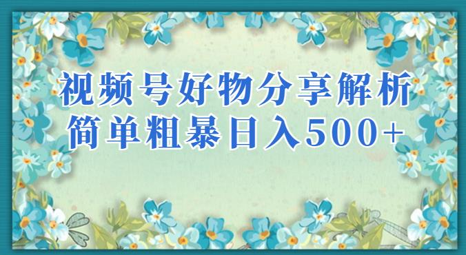 视频号好物分享解析,简单粗暴可以批量方大的项目【揭秘】-第一资源库