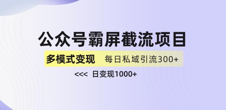 公众号霸屏截流项目+私域多渠道变现玩法,全网首发,日入1000+【揭秘】-第一资源库