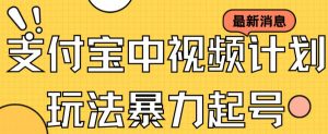 支付宝中视频玩法暴力起号影视起号有播放即可获得收益(带素材)-第一资源库