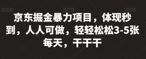 京东掘金暴力项目，体现秒到，人人可做，轻轻松松3-5张每天，干干干【揭秘】-第一资源库