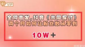 全网首发,抖音《共同探讨》两个月如何让粉丝数从零到10w【揭秘】-第一资源库
