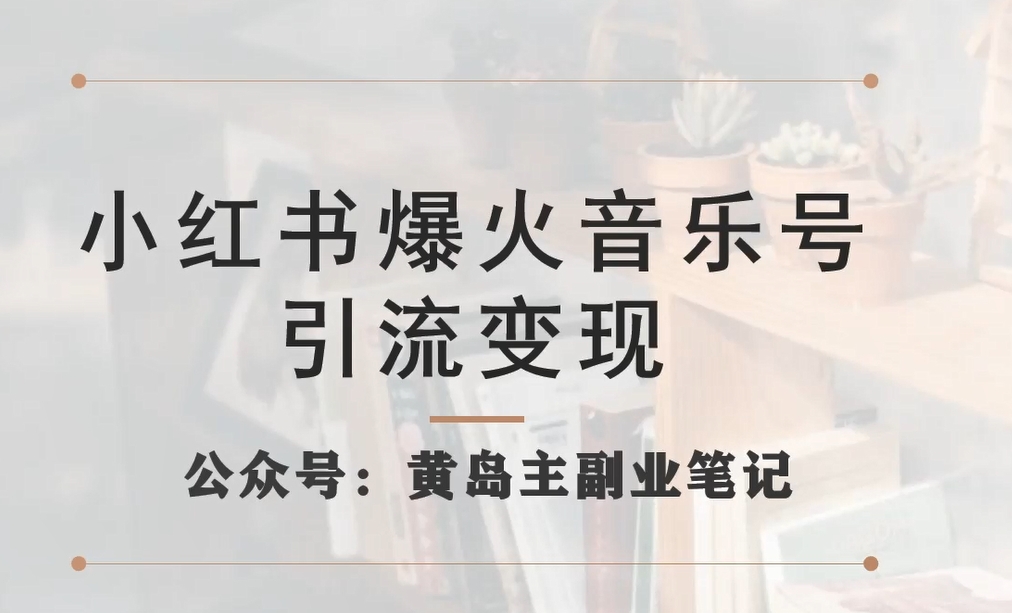 小红书爆火音乐号引流变现项目,视频版一条龙实操玩法分享给你-第一资源库