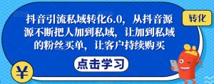 抖音引流私域转化6.0,从抖音源源不断把人加到私域,让加到私域的粉丝买单,让客户持续购买-第一资源库