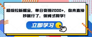 超级拉新掘金,单日变现2000+,你来直接抄就行了,保姆式教学!【揭秘】-第一资源库