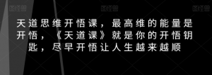 天道思维开悟课,最高维的能量是开悟,《天道课》就是你的开悟钥匙,尽早开悟让人生越来越顺-第一资源库