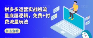 拼多多运营实战班流量底层逻辑，免费+付费流量玩法-第一资源库