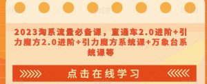 023淘系流量必备课，直通车2.0进阶+引力魔方2.0进阶+引力魔方系统课+万象台系统课等-第一资源库