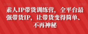 素人IP带货训练营,全平台最强带货IP,让带货变得简单、不再神秘-第一资源库