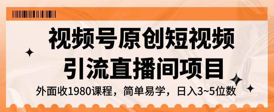 视频号原创短视频引流直播间项目,日入3~5五位数【揭秘】-第一资源库
