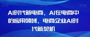 Al时代新电商,Al在电商中的应用领域,电商企业AI时代新契机-第一资源库