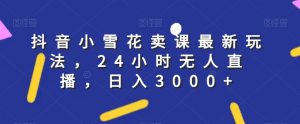 抖音小雪花卖课最新玩法,24小时无人直播,日入3000+【揭秘】-第一资源库