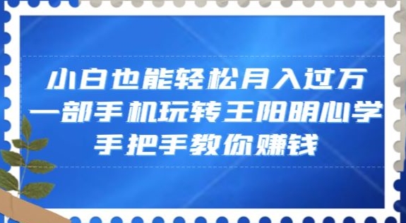 小白也能轻松月入过万,一部手机玩转王阳明心学,手把手教你赚钱【揭秘】-第一资源库