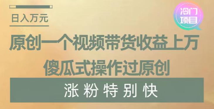 原创一个视频带货收益上万,傻瓜式操作过原创,几分钟做一个视频涨粉特别快【揭秘】-第一资源库