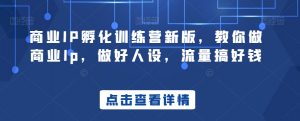 商业IP孵化训练营新版,教你做商业Ip,做好人设,流量搞好钱-第一资源库