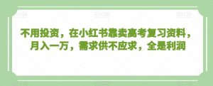 不用投资,在小红书靠卖高考复习资料,月入一万,需求供不应求,全是利润【揭秘】-第一资源库
