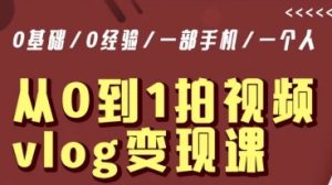 从0到1拍视频vlog变现课,5分钟每天,每月多赚1W-第一资源库