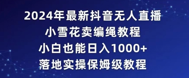 2024年抖音最新无人直播小雪花卖编绳项目,小白也能日入1000+落地实操保姆级教程【揭秘】-第一资源库