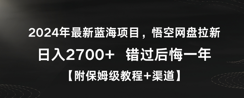 2024年最新蓝海项目,悟空网盘拉新,日入2700+错过后悔一年【附保姆级教程+渠道】【揭秘】-第一资源库