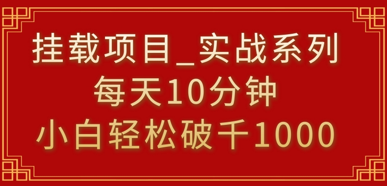 挂载项目,小白轻松破1000,每天10分钟,实战系列保姆级教程【揭秘】-第一资源库