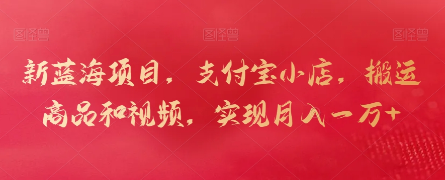 新蓝海项目,支付宝小店,搬运商品和视频,实现月入一万+【揭秘】-第一资源库