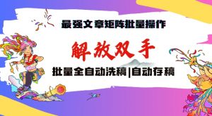 最强文章矩阵批量管理，自动洗稿，自动存稿，月入过万轻轻松松【揭秘】-第一资源库