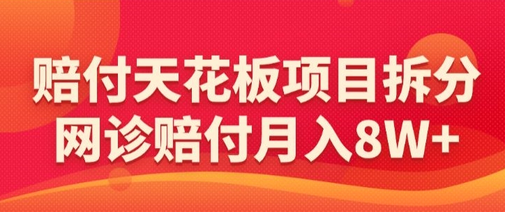 赔付天花板项目拆分,网诊赔付月入8W+-【仅揭秘】-第一资源库