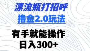 漂流瓶打招呼撸金2.0玩法,有手就能做,日入300+【揭秘】-第一资源库
