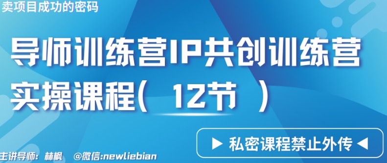 导师训练营3.0IP共创训练营私密实操课程(12节)-卖项目的密码成功秘诀【揭秘】-第一资源库