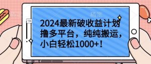 2024最新破收益计划撸多平台,纯纯搬运,小白轻松1000+【揭秘】-第一资源库