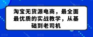 淘宝无货源电商,最全面最优质的实战教学,从基础到老司机-第一资源库